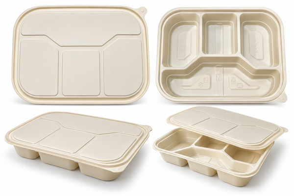 4 Compartment Bento / Takeaway Food Containers with Lids – Pack of 200